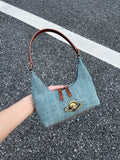 Denim Planet Decor Shoulder Bag - Royal Blue