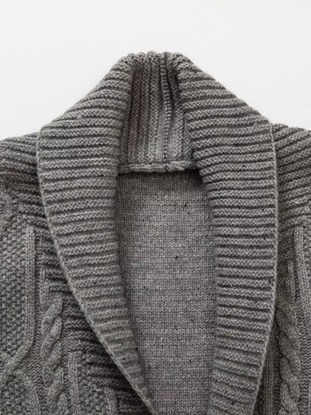Men's Plus Size Speckled Cable Knit Shawl Collar Cardigan