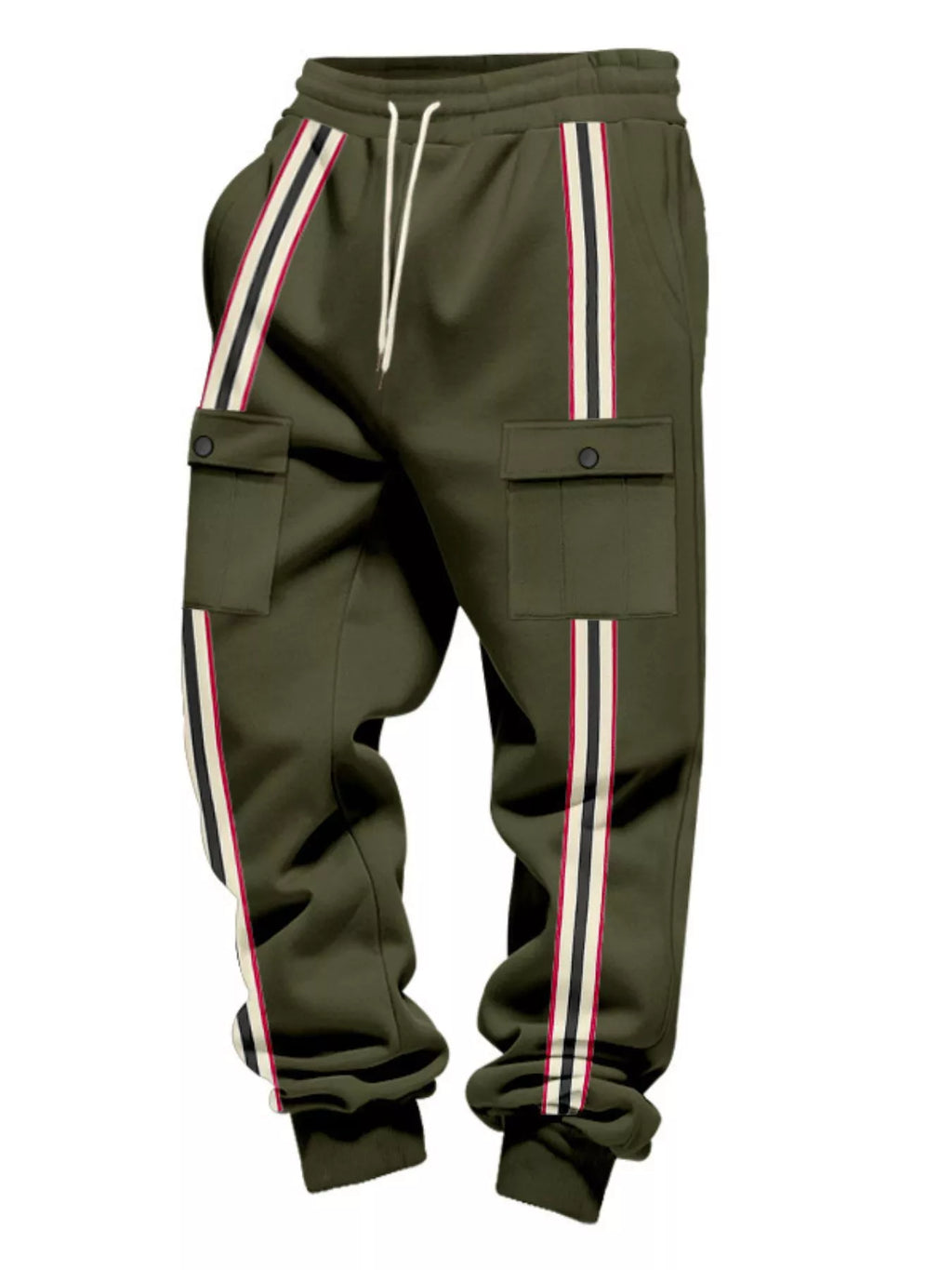 Men's Full Size Casual Striped Cargo Joggers Plus Size