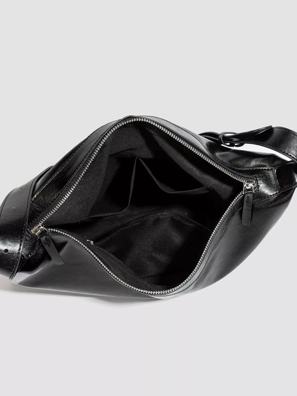 Minimalist Glossy Leather Slouchy Shoulder Bag