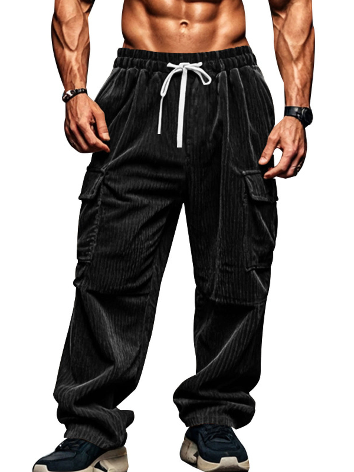Men's Full Size Corduroy Cargo Pants Plus Size