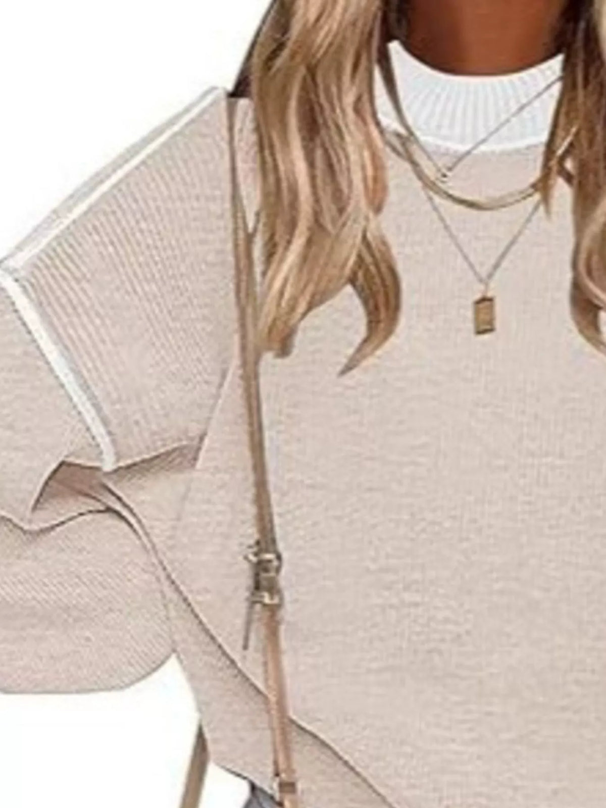 Round Neck Dropped Shoulder Sweater