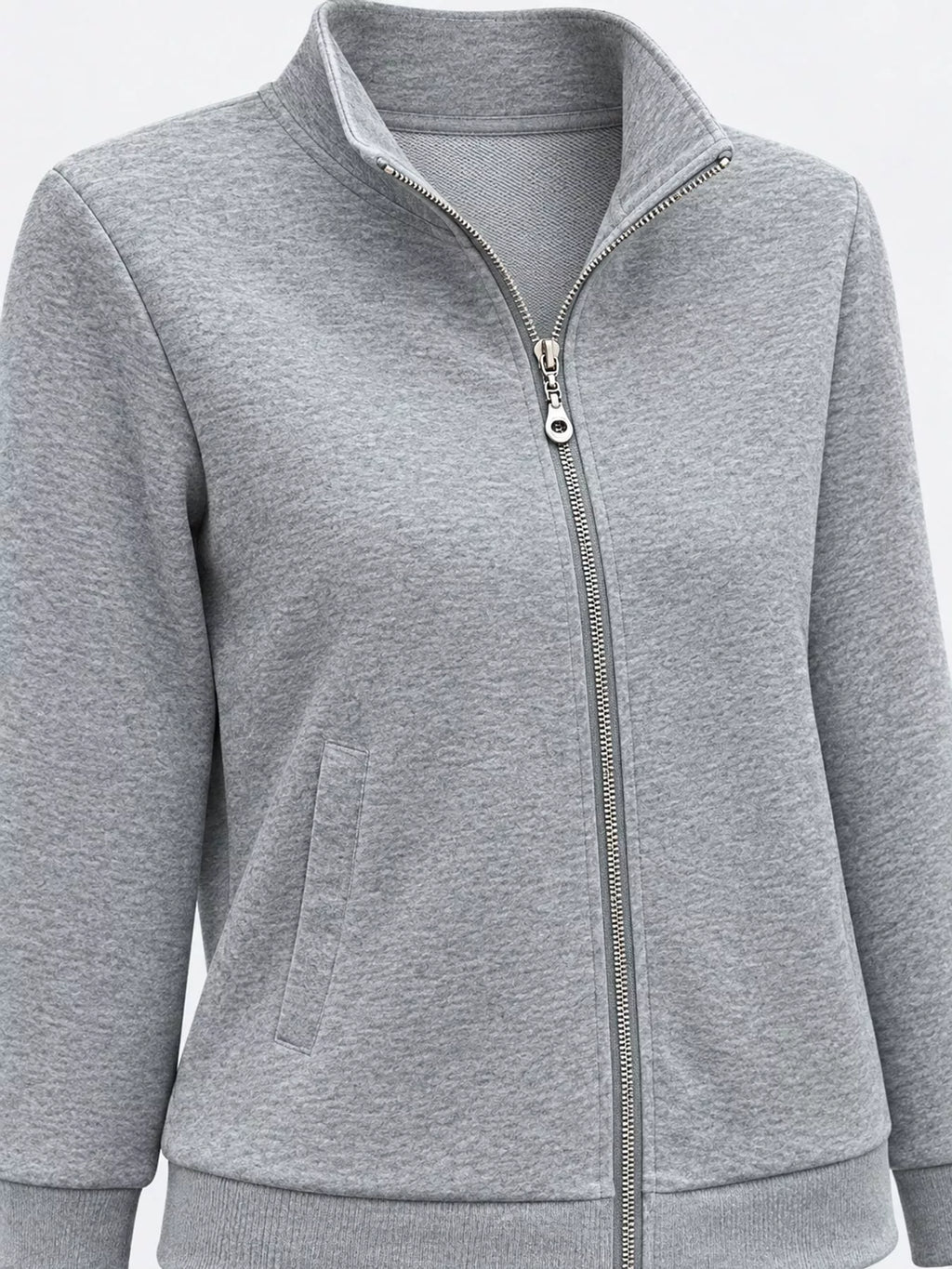 Full Size Stand-Collar Zip-Up Sweatshirt Plus Size