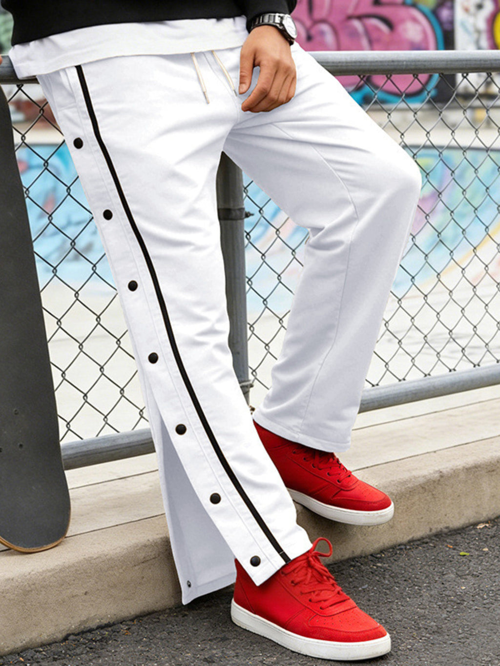 Men's Full Size Side Snap Button Pants Plus Size