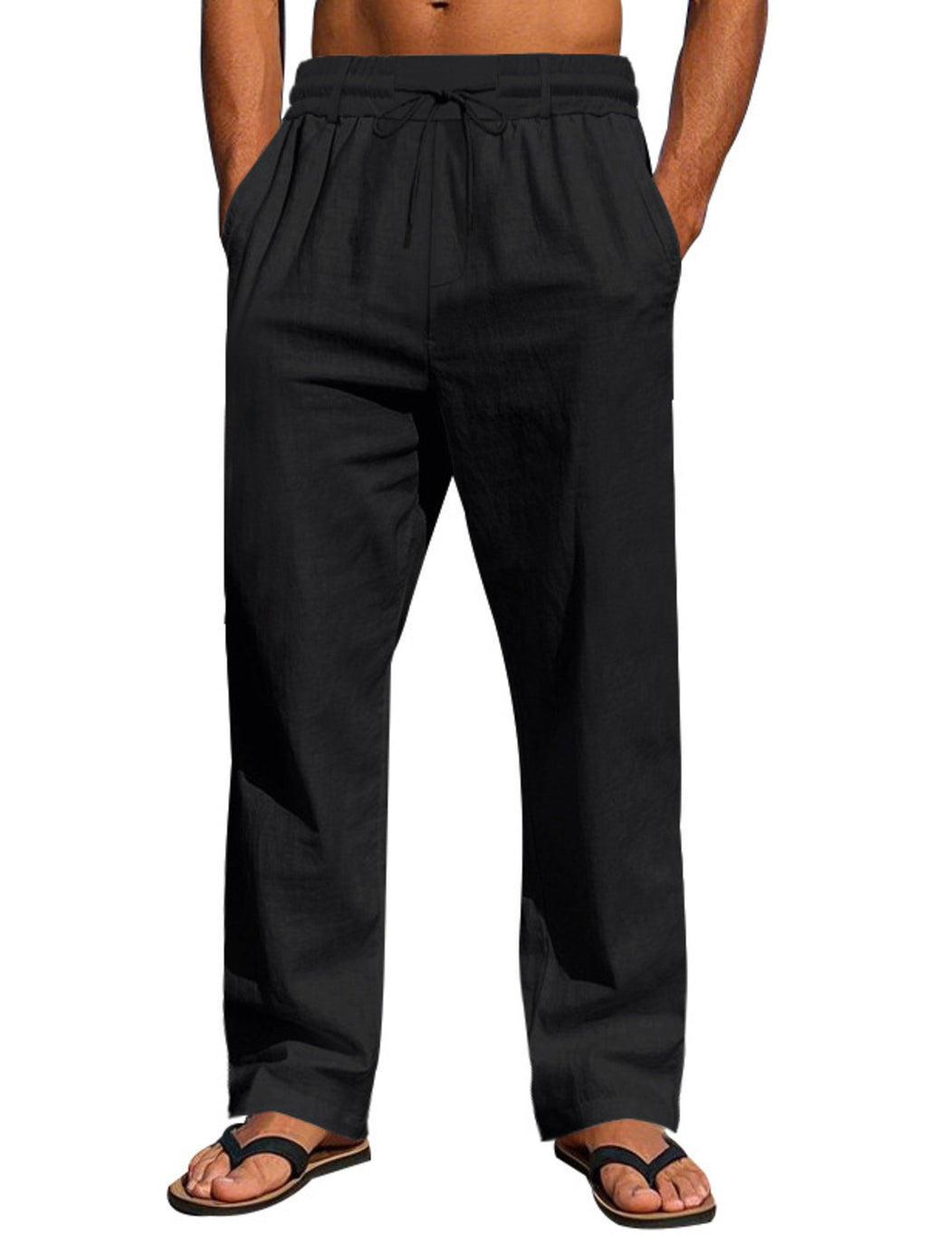 Men's Full Size Drawstring Elastic Waist Loose Fit Pants Plus Size