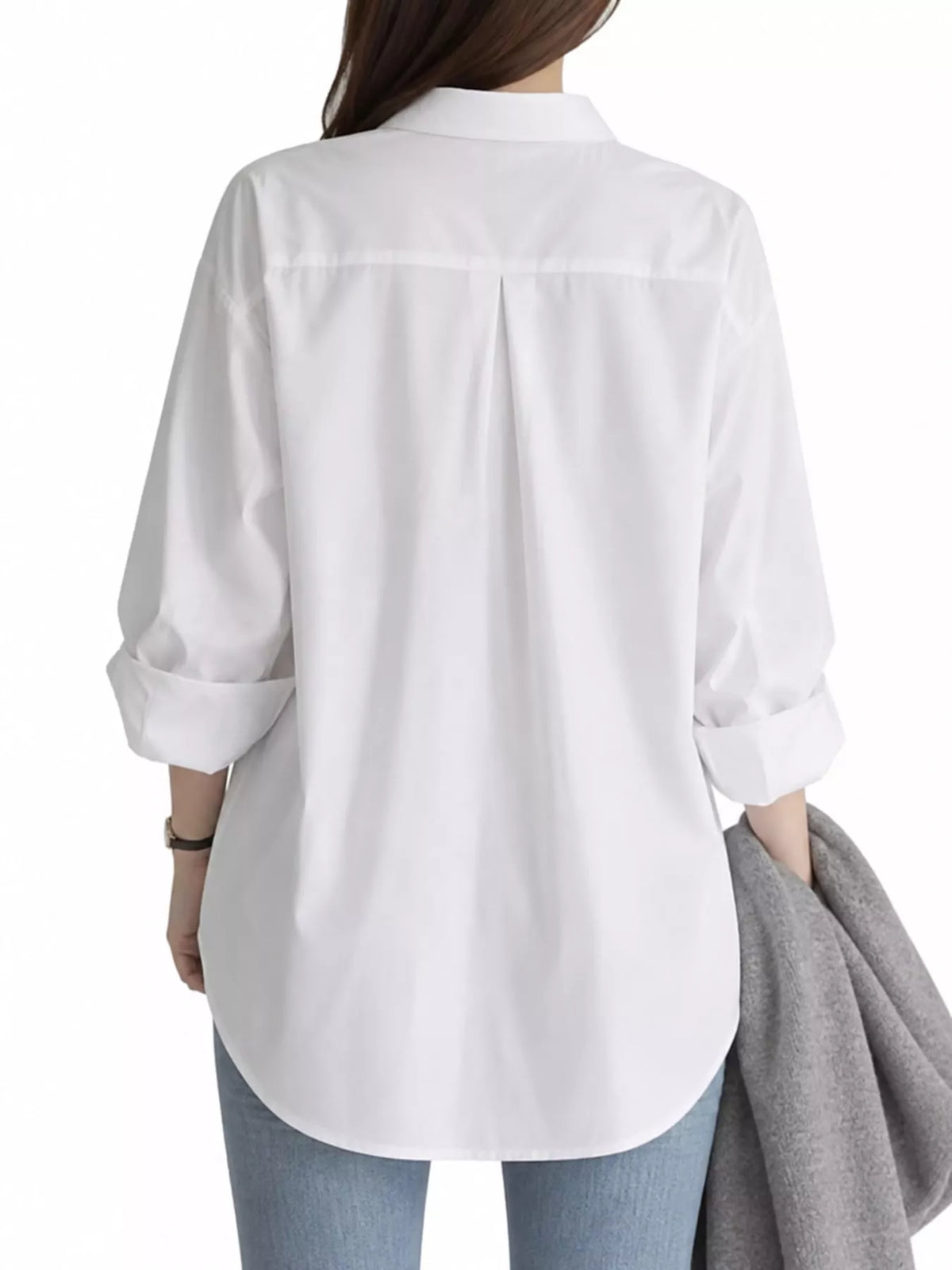 Full Size Oversized Button-Down Long Sleeve Shirt Plus Size
