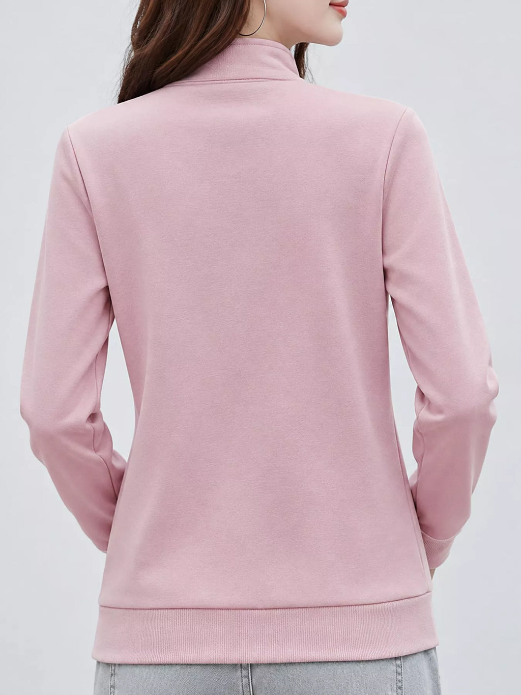 Full Size Stand-Collar Zip-Up Sweatshirt Plus Size