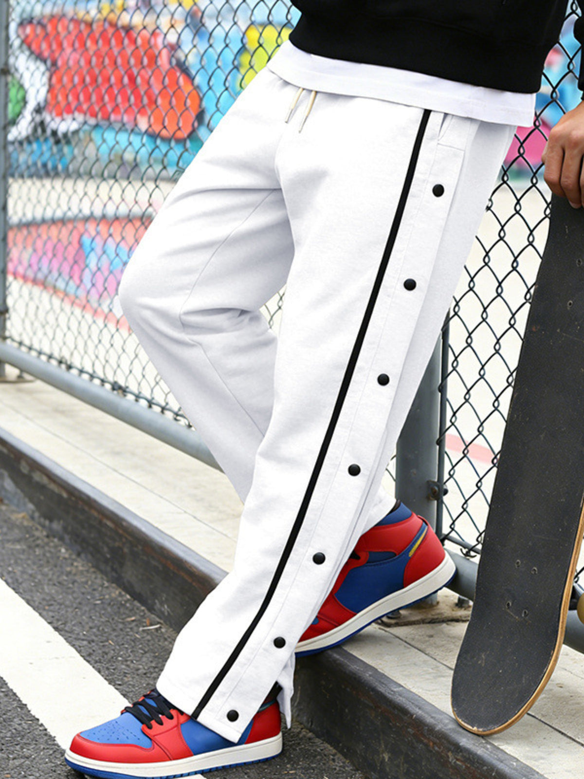 Men's Full Size Side Snap Button Pants Plus Size