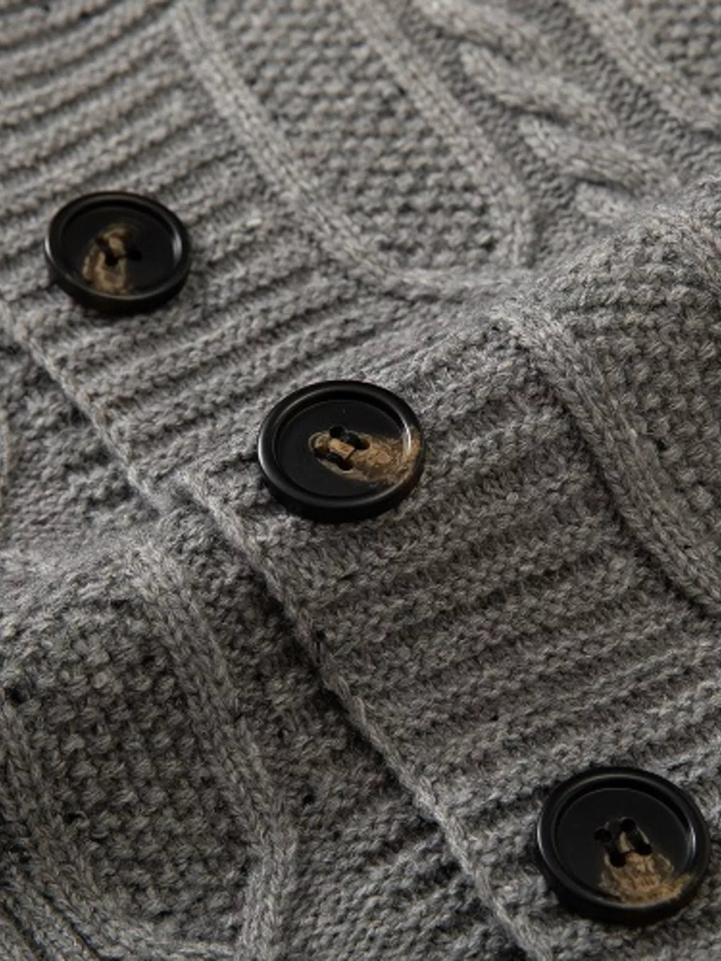 Men's Plus Size Speckled Cable Knit Shawl Collar Cardigan