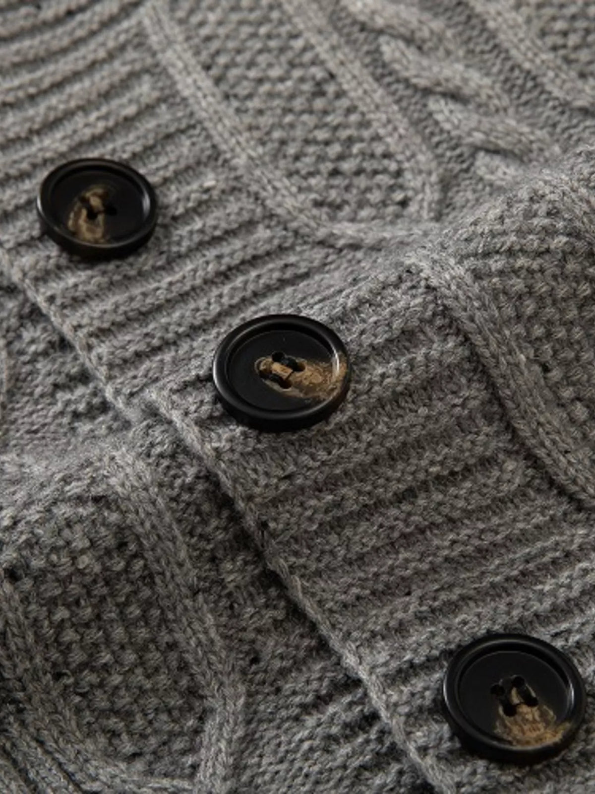Men's Plus Size Speckled Cable Knit Shawl Collar Cardigan