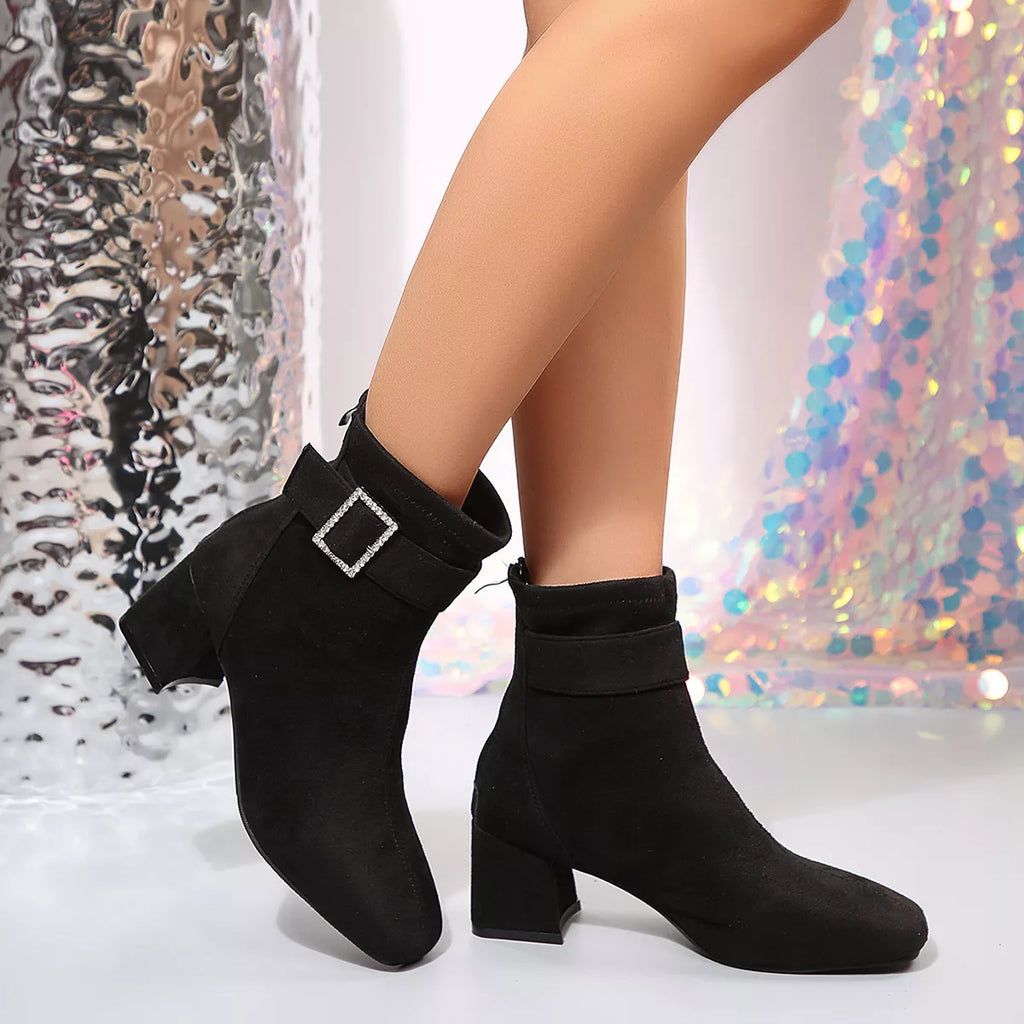 Round Toe Block Heels Boots