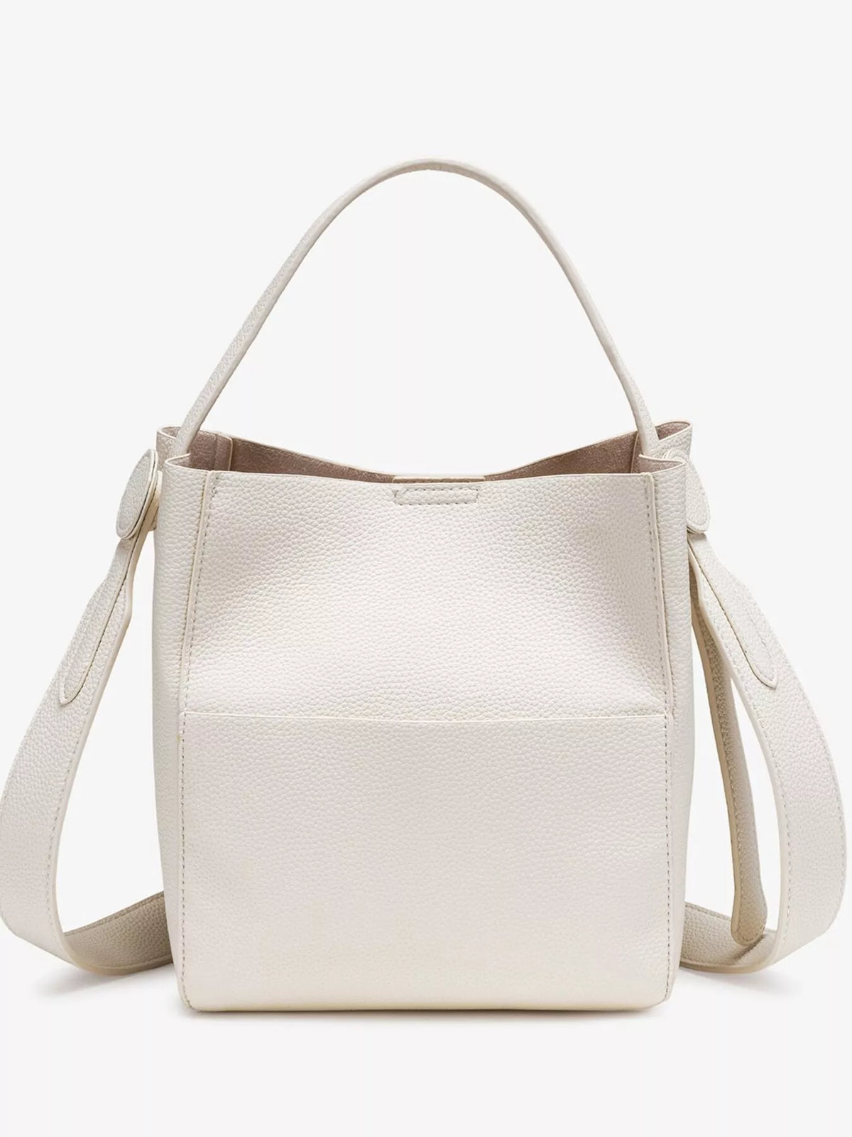 Minimalist Textured Leather Bucket Crossbody Bag