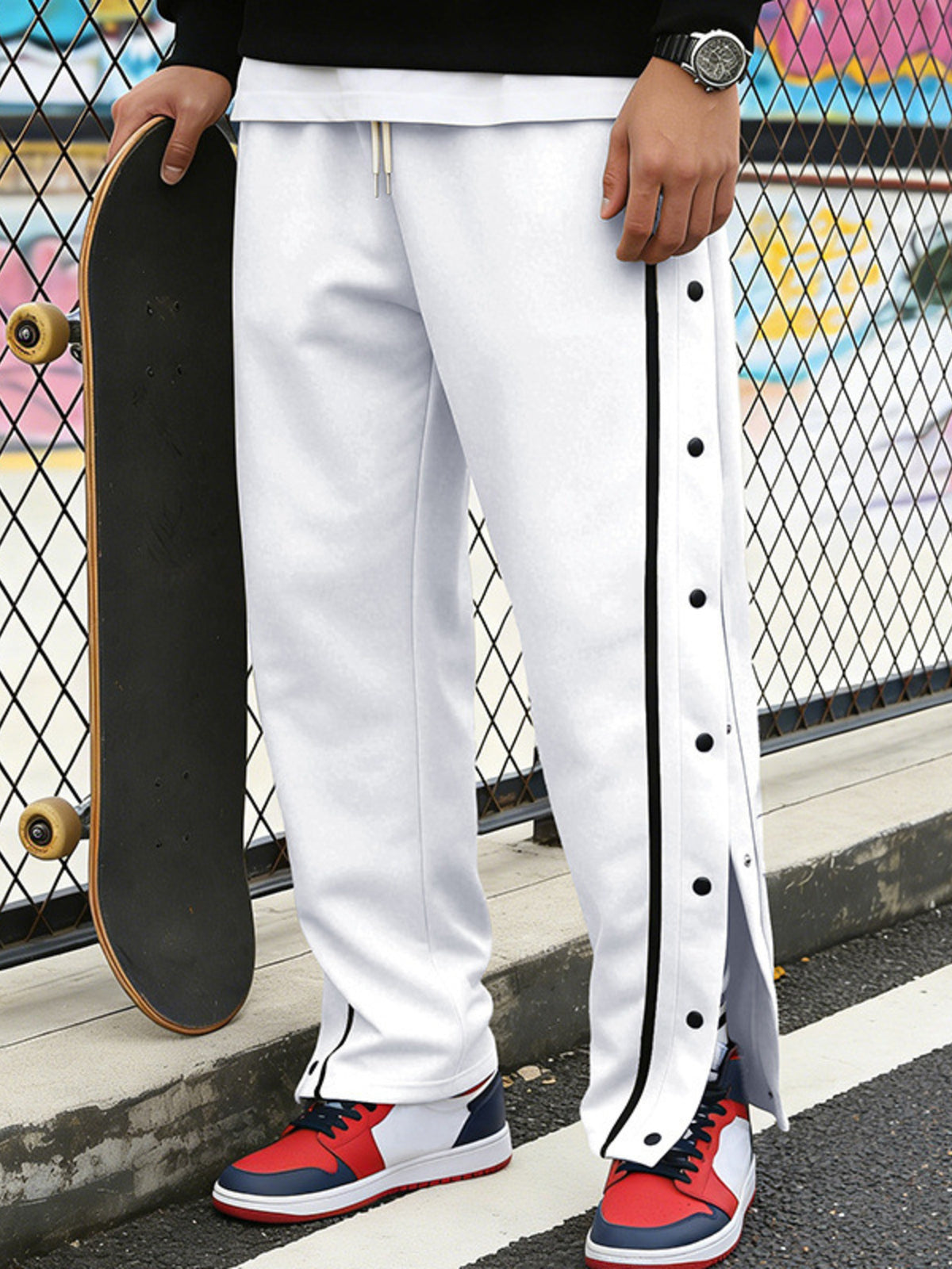 Men's Full Size Side Snap Button Pants Plus Size
