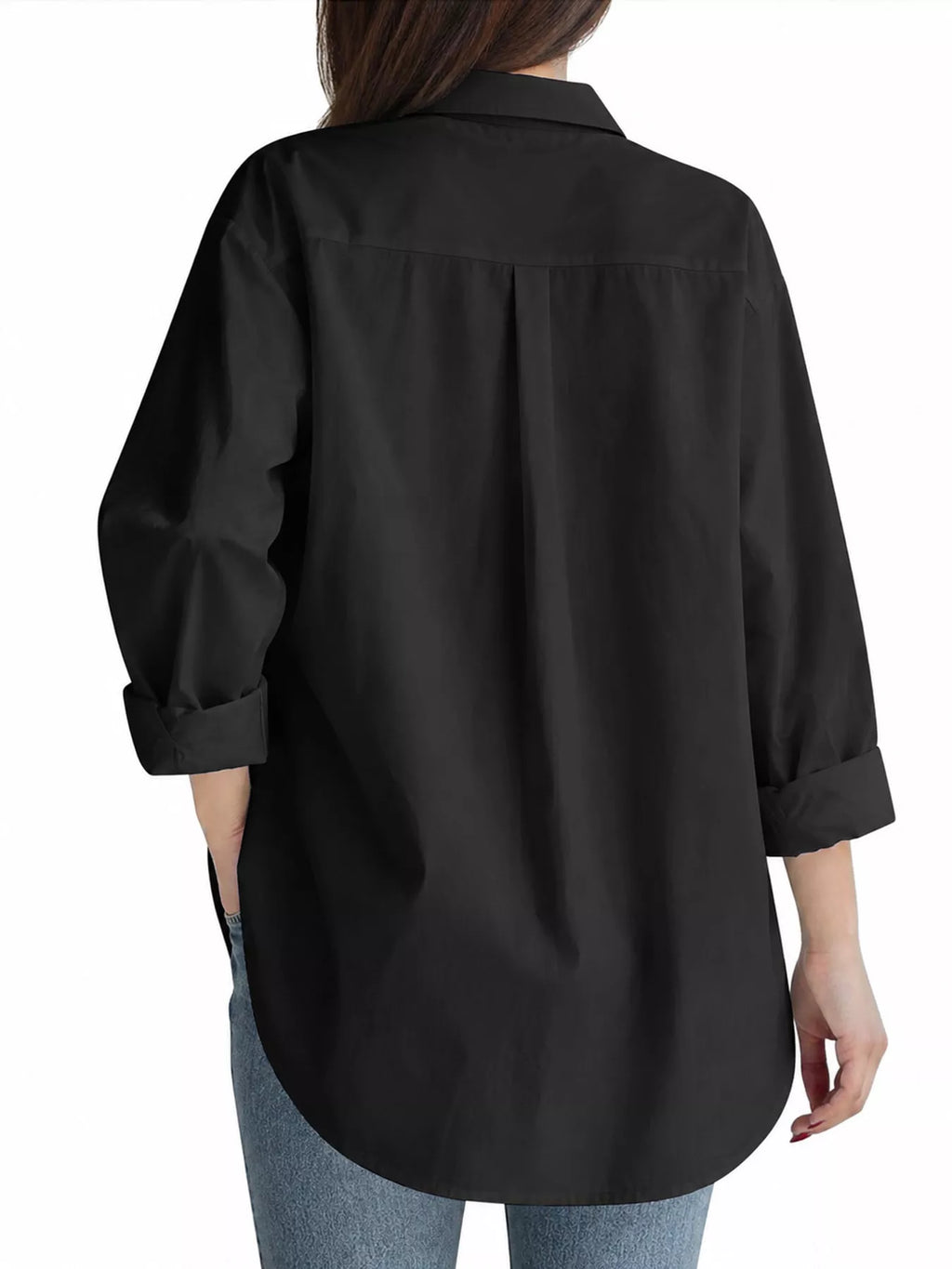 Full Size Oversized Button-Down Long Sleeve Shirt Plus Size