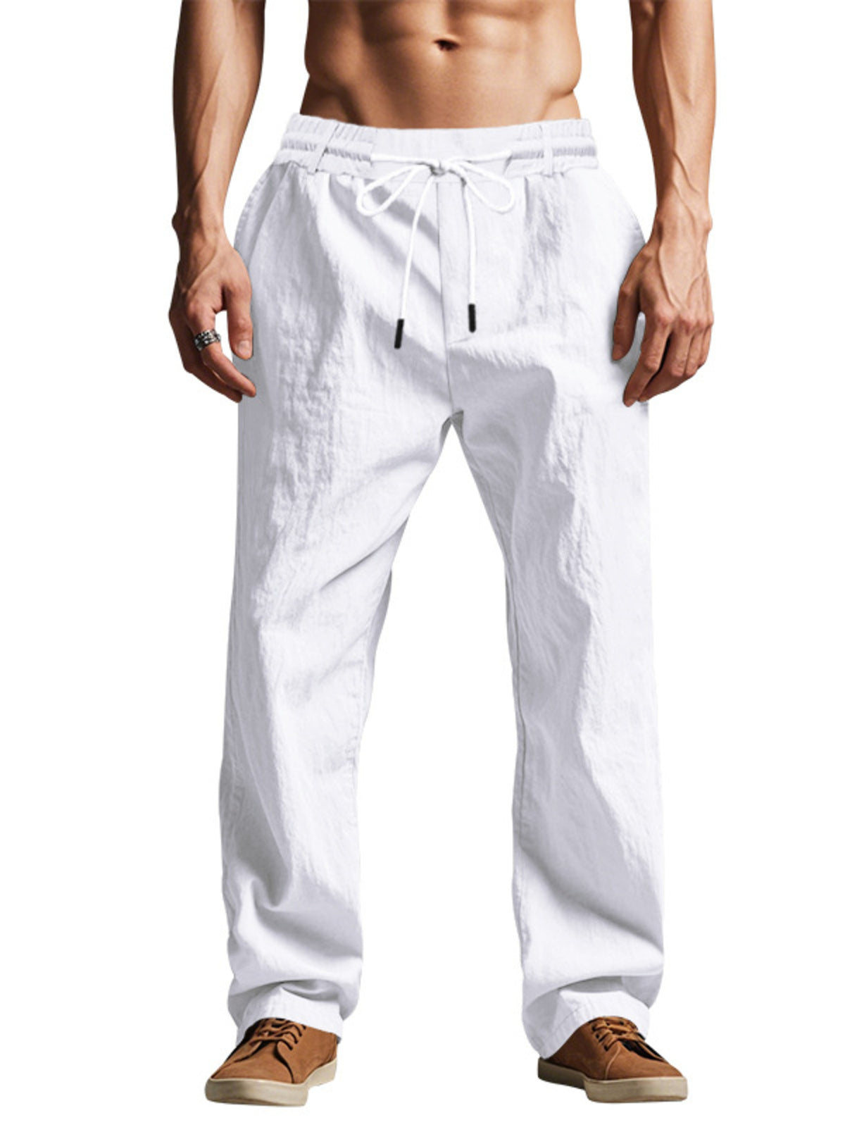 Men's Full Size Drawstring Elastic Waist Loose Fit Pants Plus Size