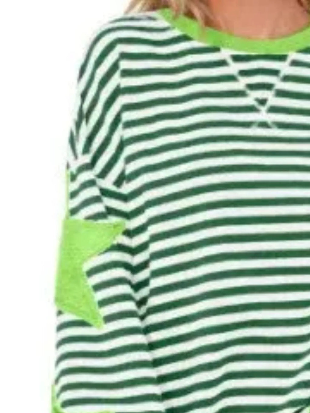 Full Size Star Patch Striped Oversized Sweatshirt Plus Size
