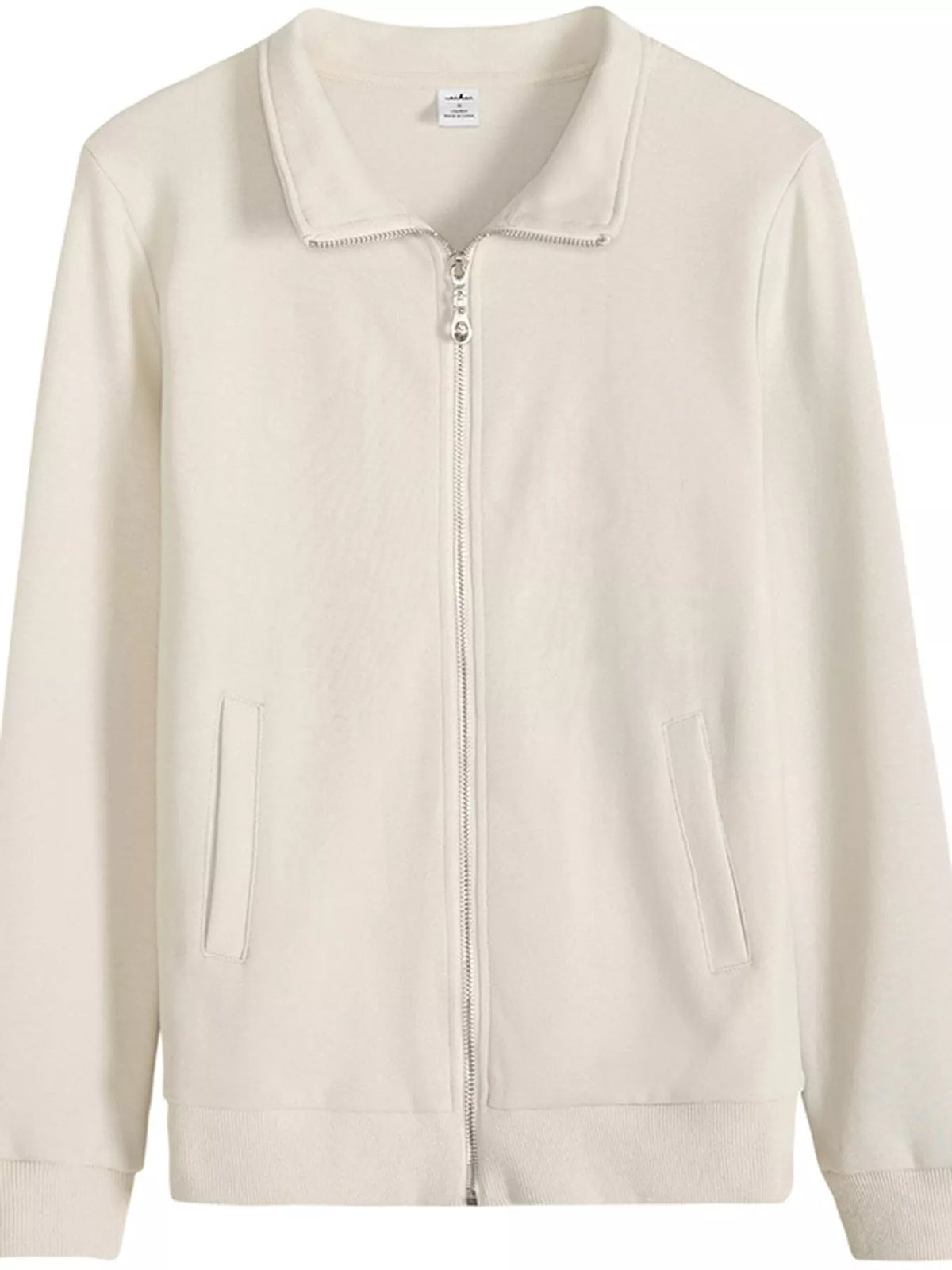 Full Size Stand-Collar Zip-Up Sweatshirt Plus Size