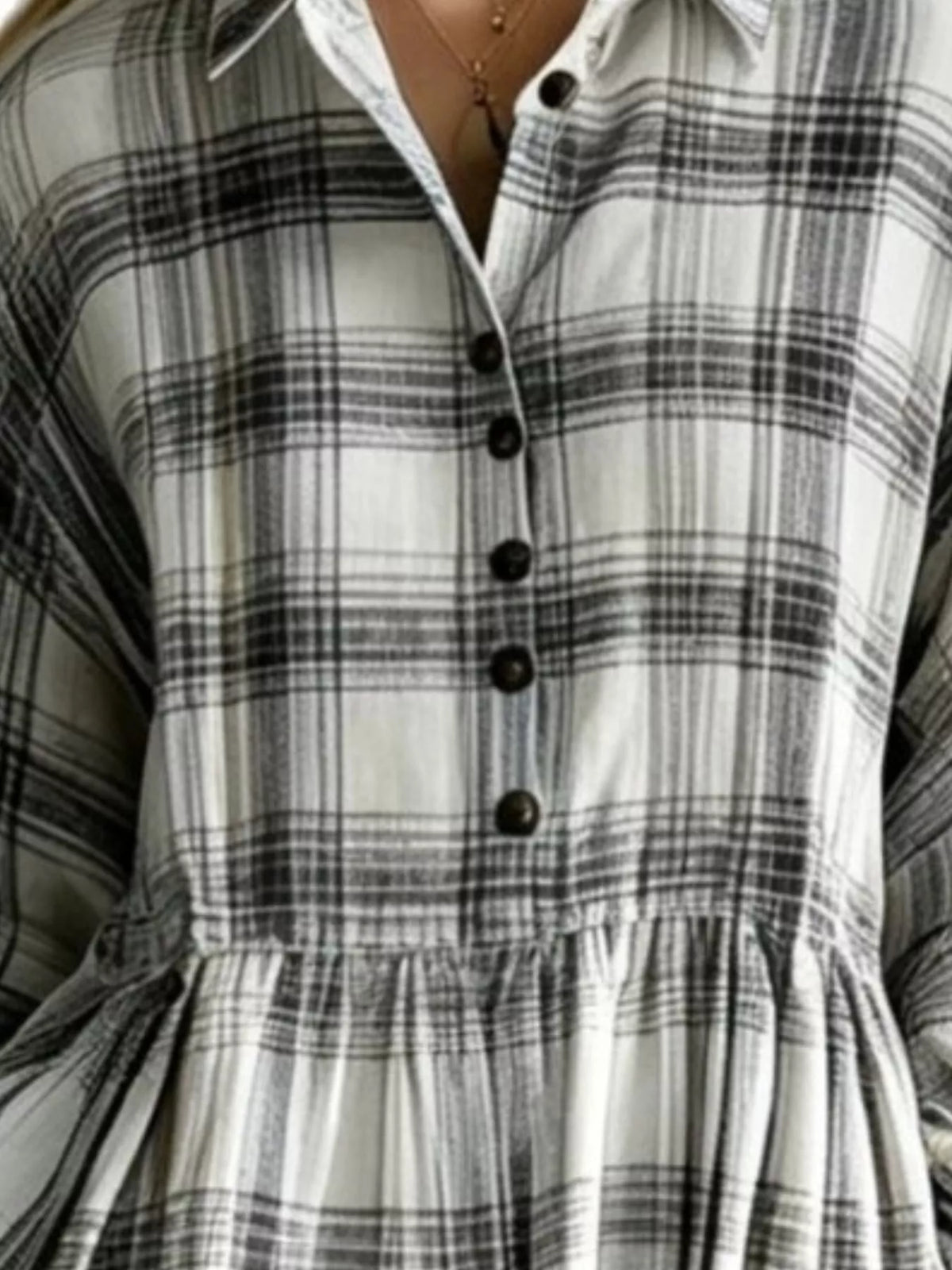 Plaid Button-Down Maxi Shirt Dress