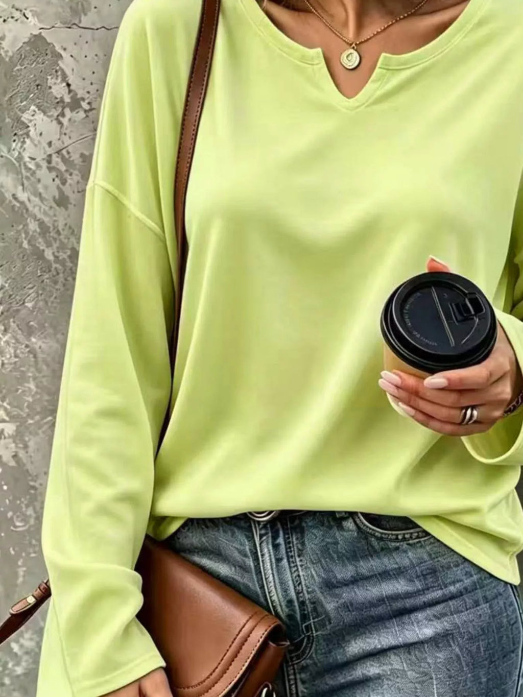 Full Size Solid Color Long Sleeve Loose T-Shirt Plus Size