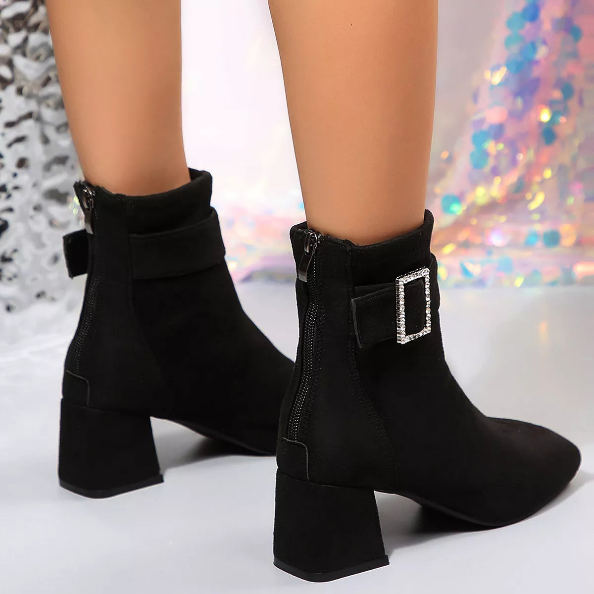 Round Toe Block Heels Boots