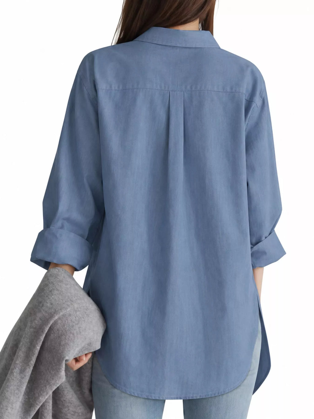 Full Size Oversized Button-Down Long Sleeve Shirt Plus Size