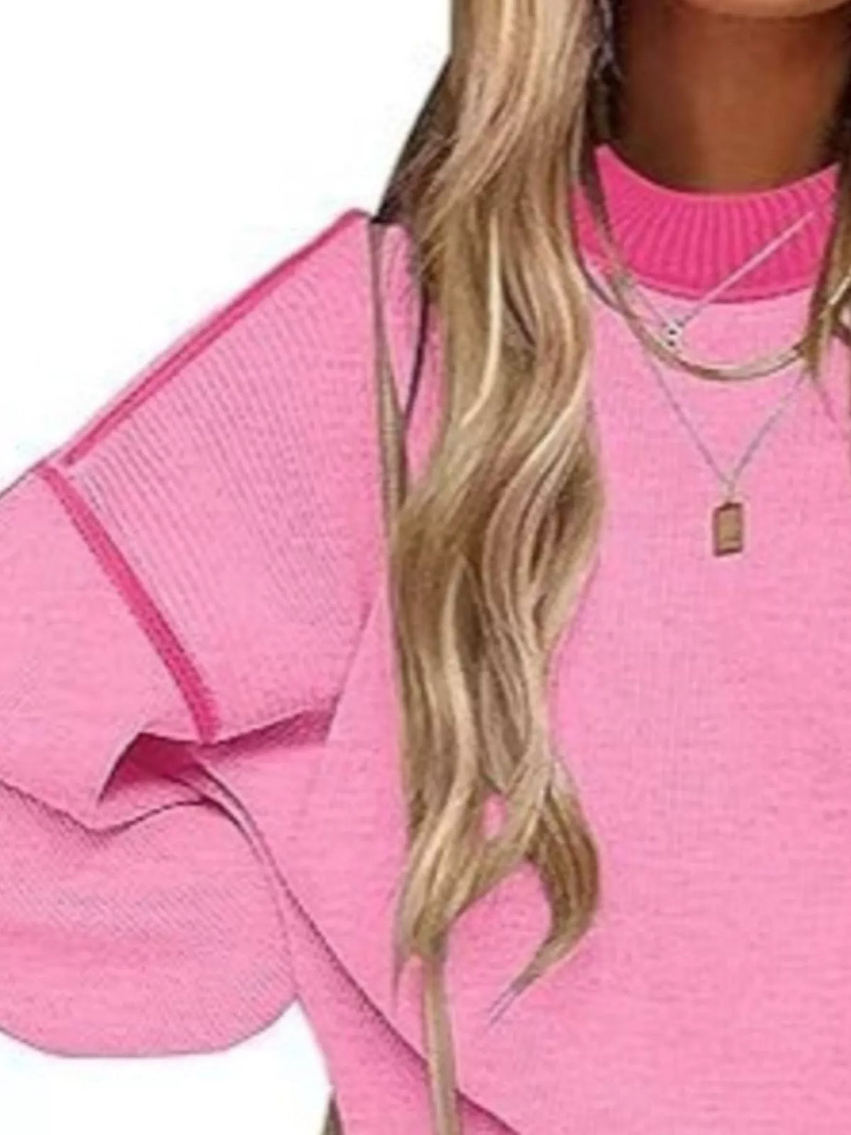 Round Neck Dropped Shoulder Sweater