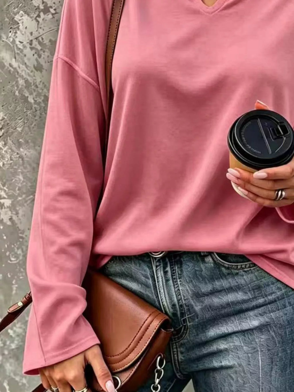 Full Size Solid Color Long Sleeve Loose T-Shirt Plus Size
