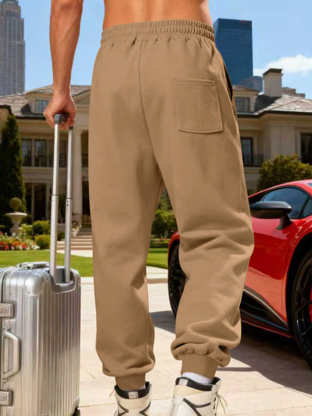Men's Full Size Casual Striped Cargo Joggers Plus Size