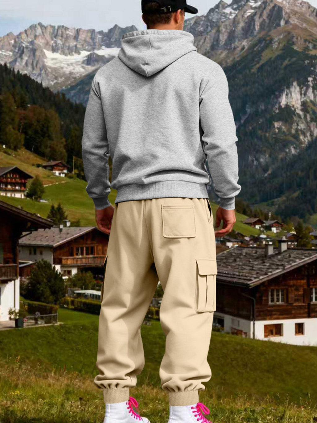Men's Full Size Kangaroo Pocket Hoodie and Sweatpants Two-Piece Set Plus Size