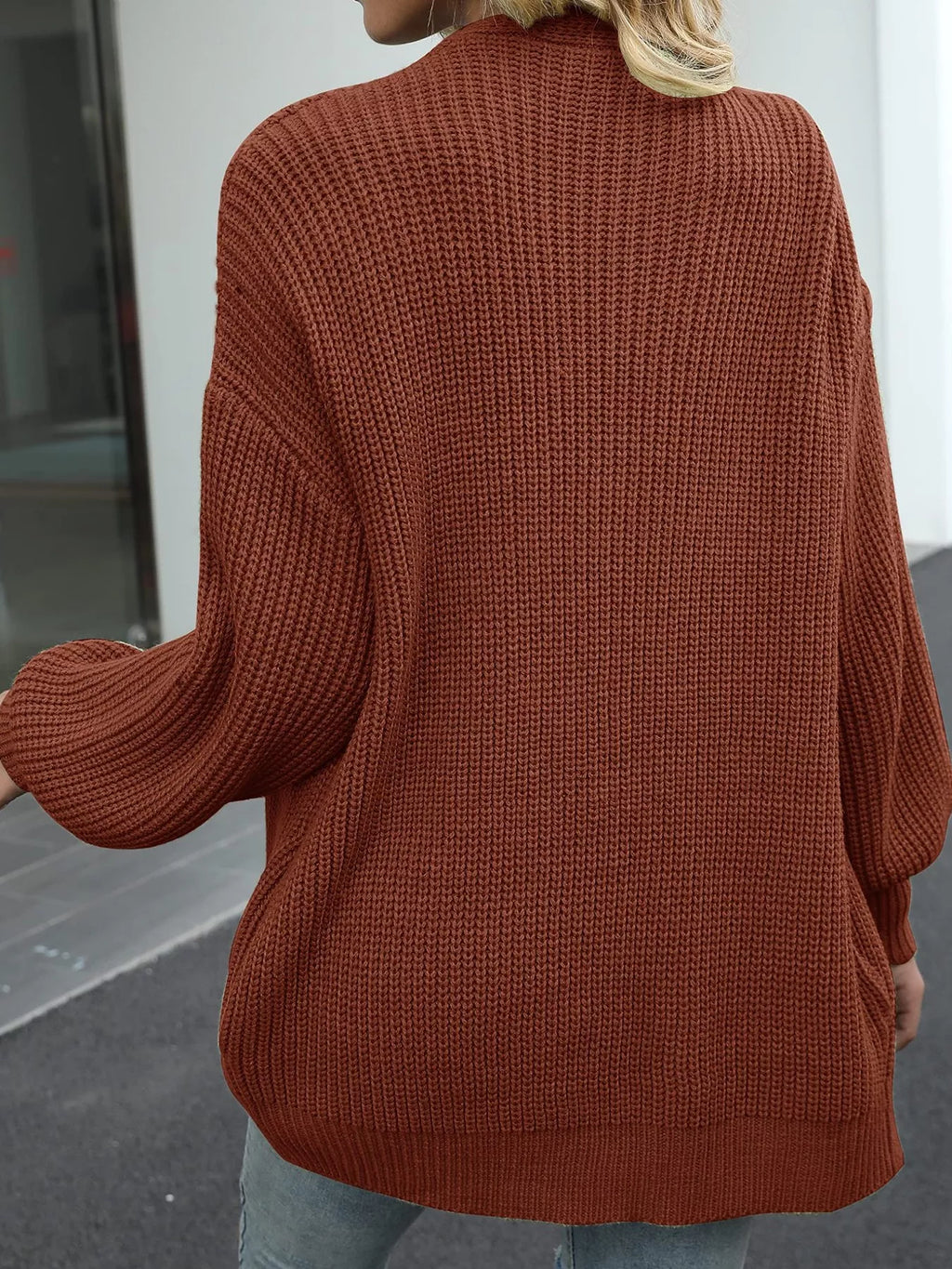 Open-Front Chunky Knit Cardigan