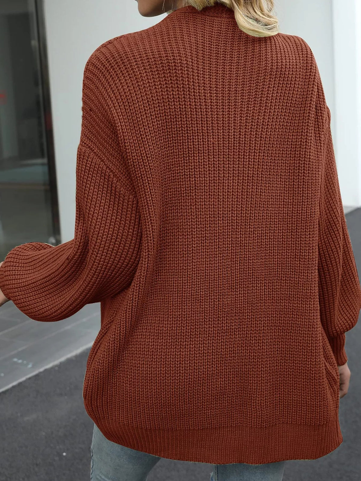Open-Front Chunky Knit Cardigan