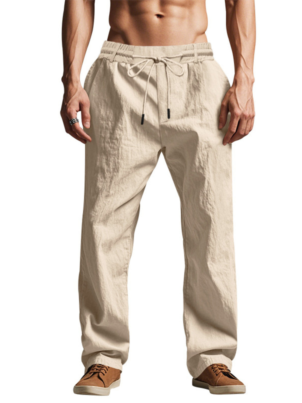 Men's Full Size Drawstring Elastic Waist Loose Fit Pants Plus Size
