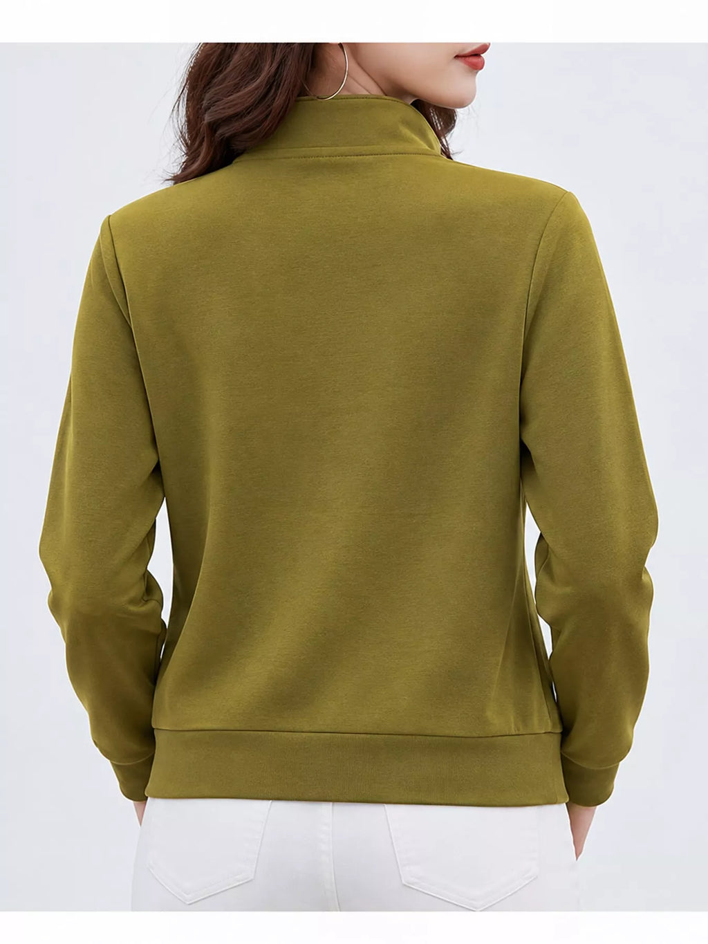 Full Size Stand-Collar Zip-Up Sweatshirt Plus Size