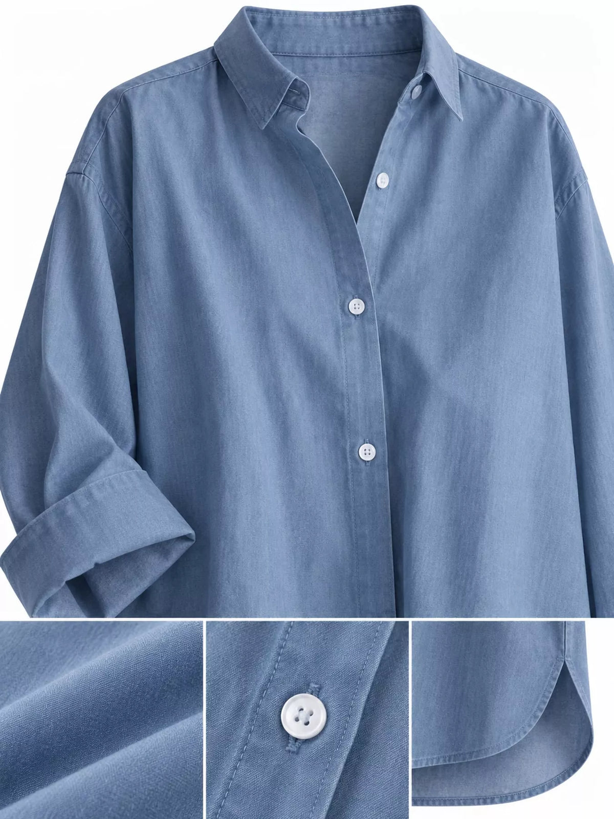 Full Size Oversized Button-Down Long Sleeve Shirt Plus Size
