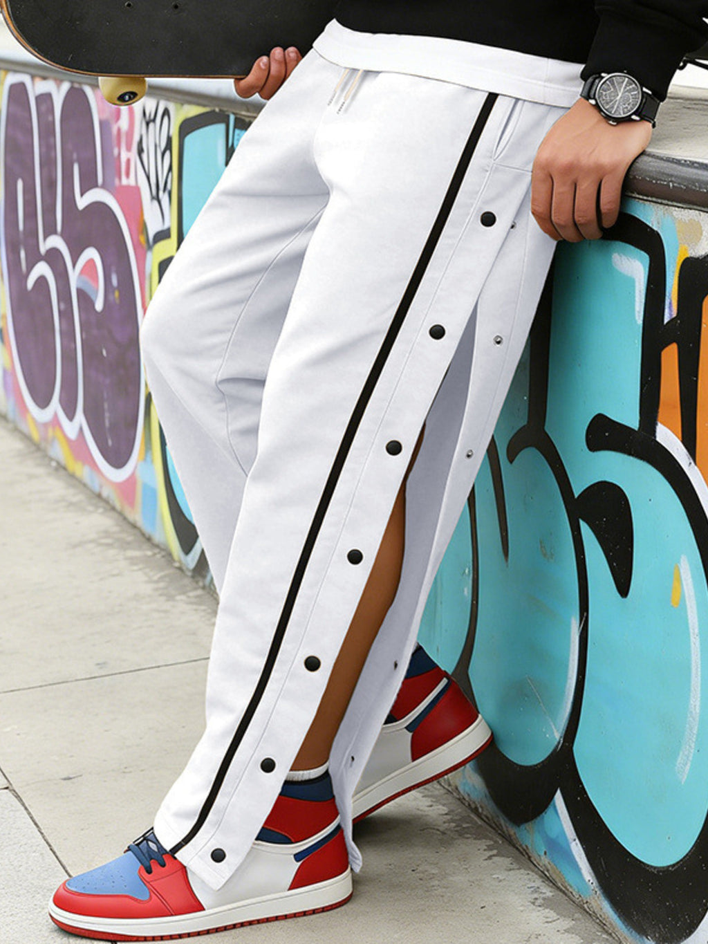 Men's Full Size Side Snap Button Pants Plus Size