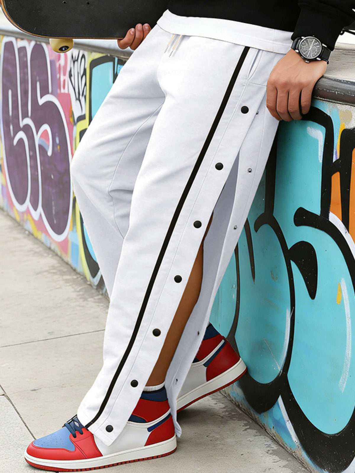 Men's Full Size Side Snap Button Pants Plus Size