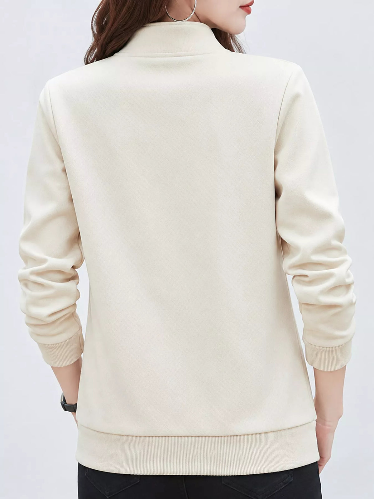 Full Size Stand-Collar Zip-Up Sweatshirt Plus Size