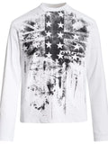 Men's America Flag Graphic Long Sleeve T-Shirt - White