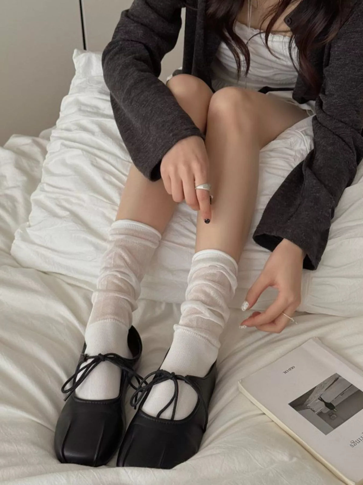 Breathable Crew Socks - White