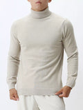 Men's Plus Size Slim-Fit Ribbed Turtleneck Sweater - Apricot