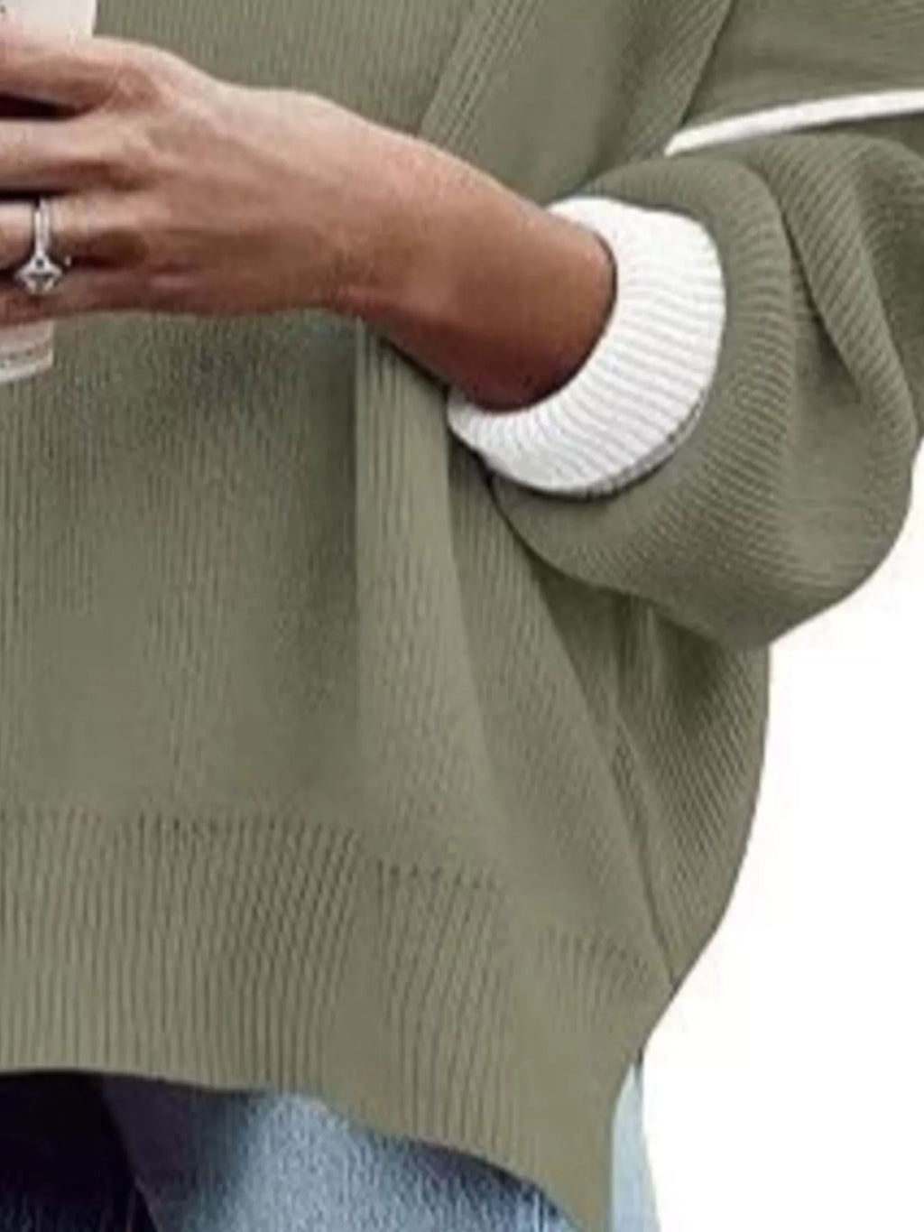 Round Neck Dropped Shoulder Sweater