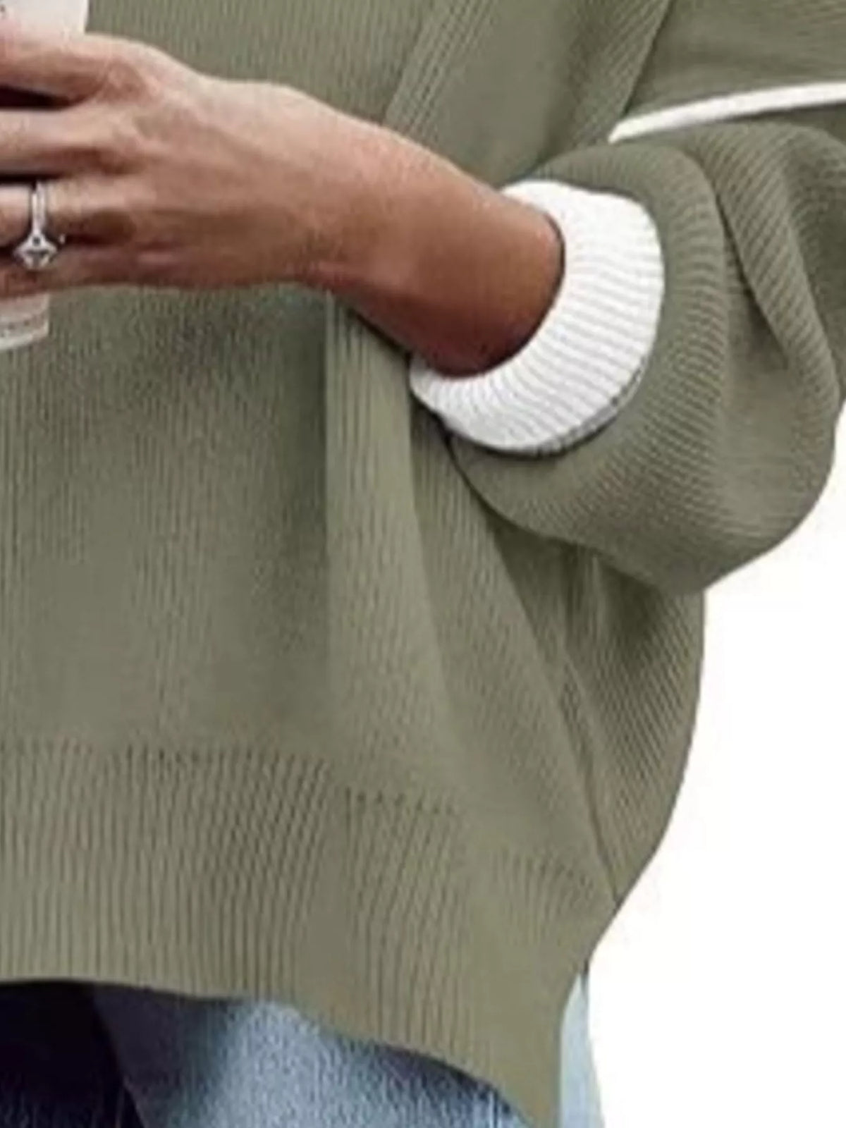 Round Neck Dropped Shoulder Sweater