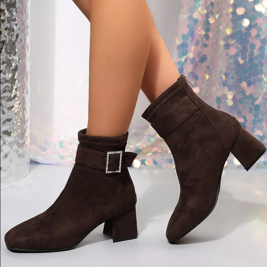 Round Toe Block Heels Boots