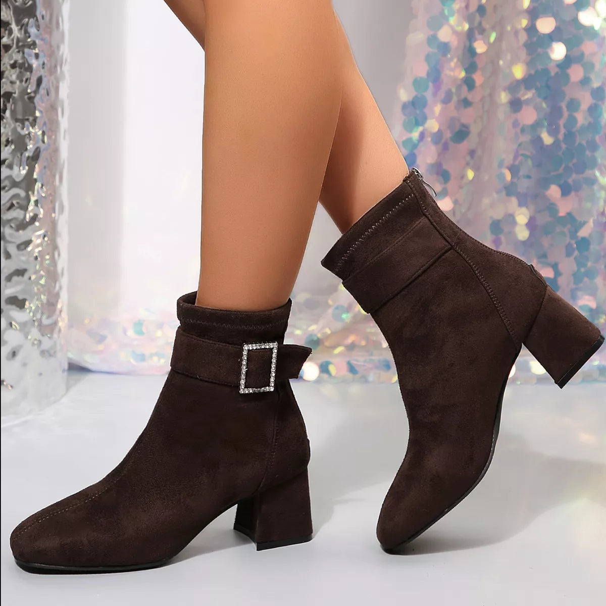 Round Toe Block Heels Boots