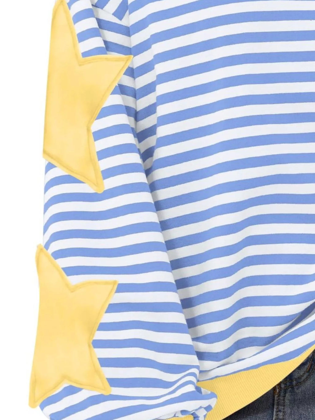 Full Size Star Patch Striped Oversized Sweatshirt Plus Size