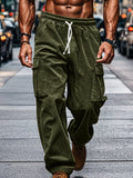 Men's Full Size Corduroy Cargo Pants Plus Size - Army Green
