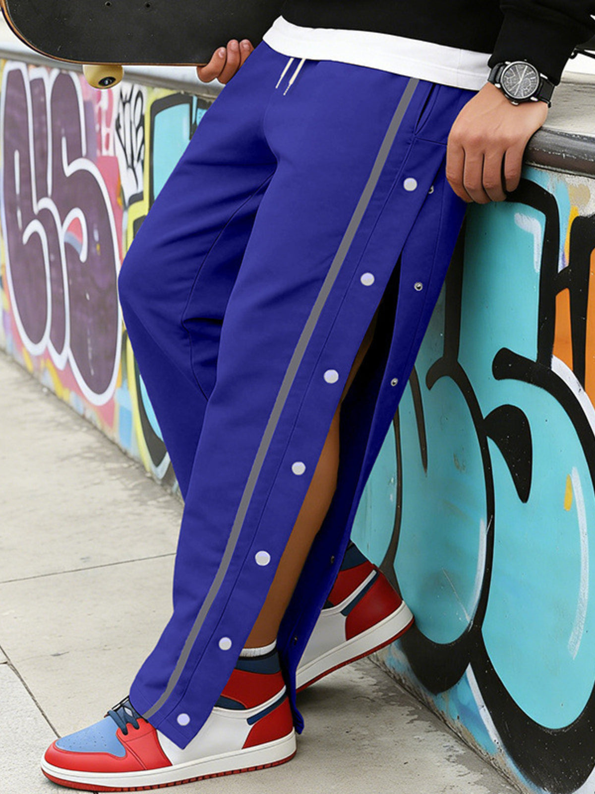 Men's Full Size Side Snap Button Pants Plus Size