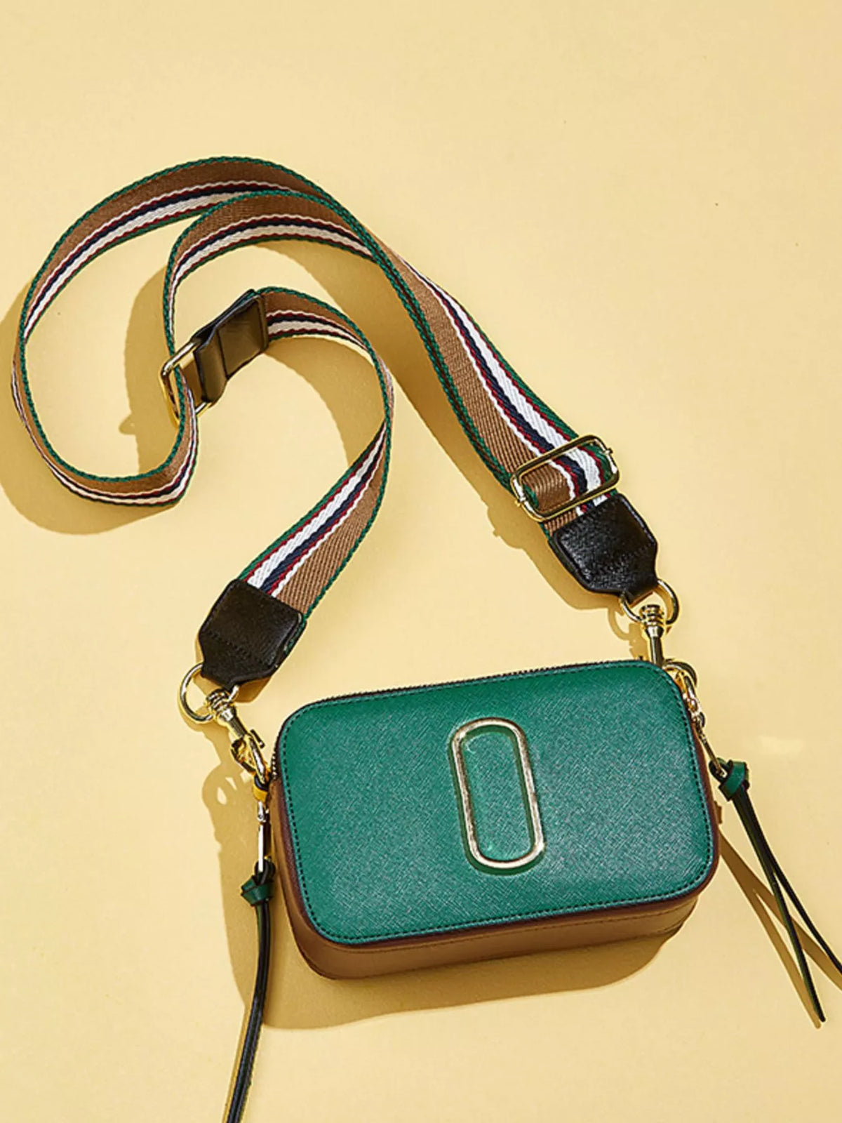 Color-Block Crossbody Bag with Webbing Strap