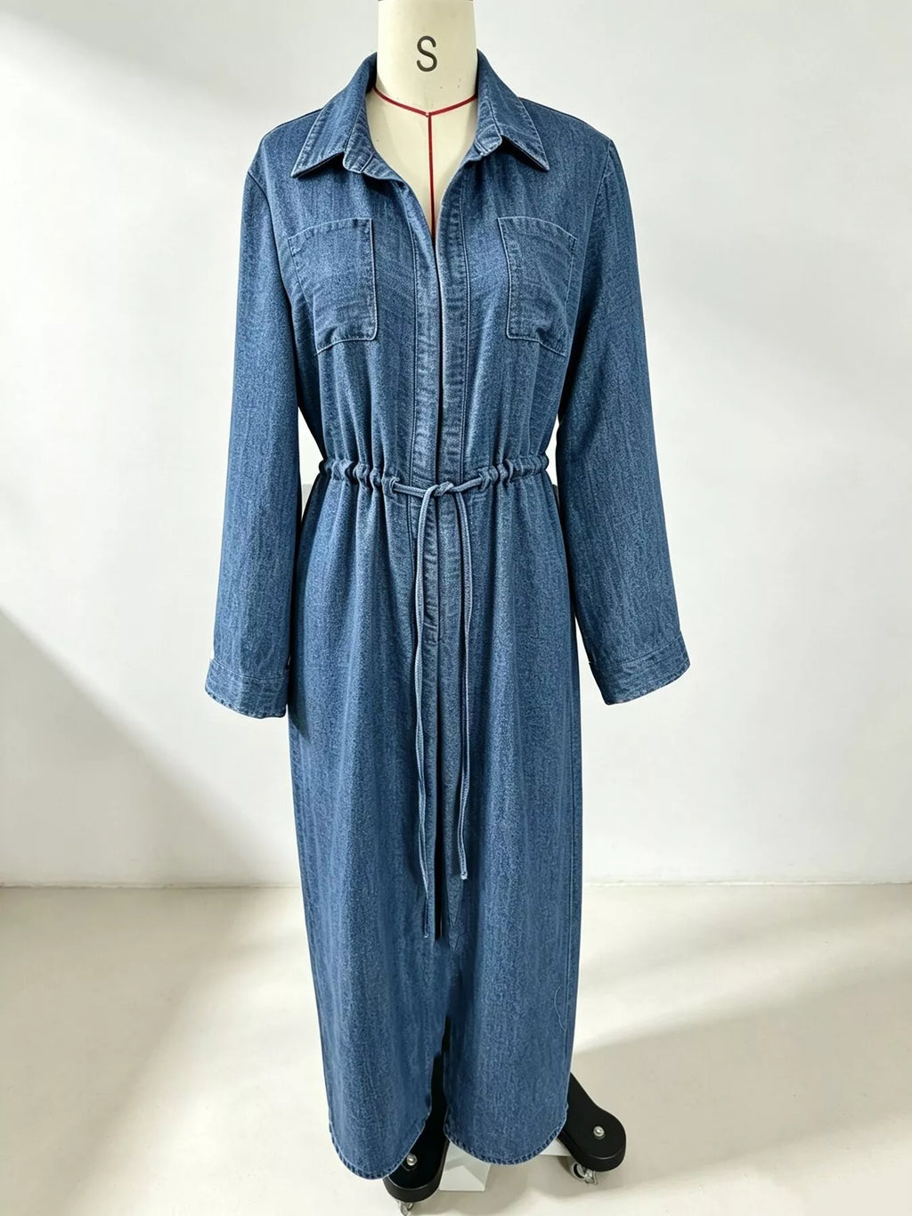 Full Size Button Front Long Sleeve Shirt Dress Plus Size