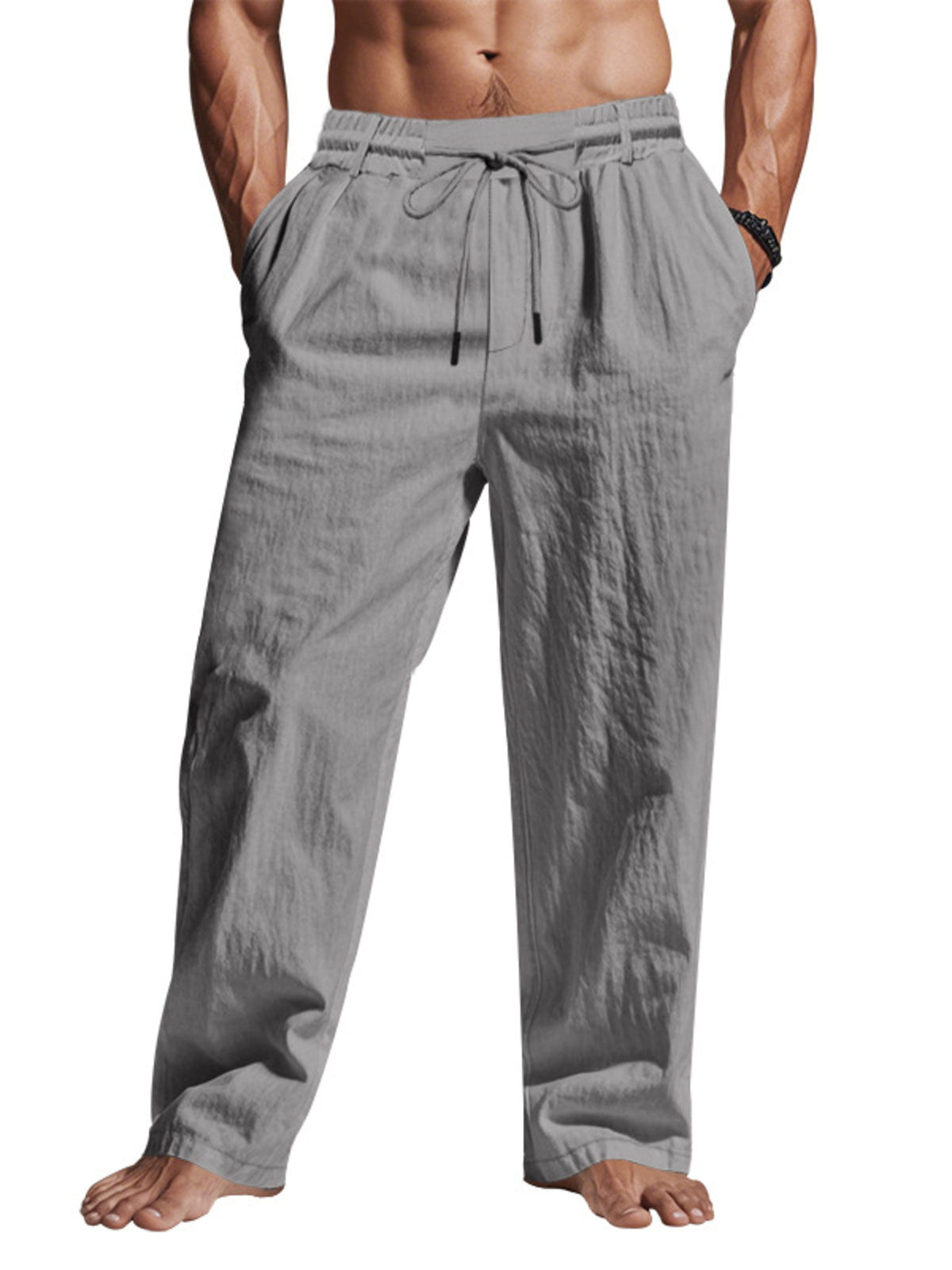 Men's Full Size Drawstring Elastic Waist Loose Fit Pants Plus Size